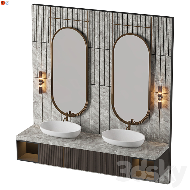 دانلود آبجکت آینه کنسول حمام برای راینو و اسکچاپ