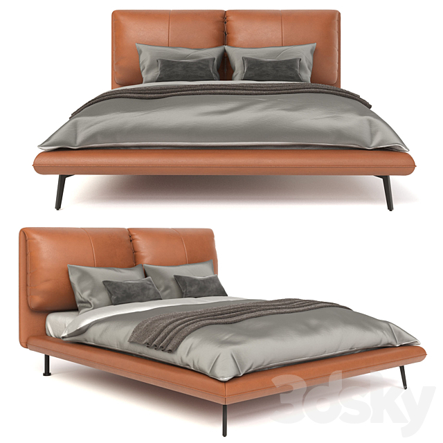 آبجکت:مدل سهبعدی تخت چرمی مدرن | مناسب طراحی مدرن و پستمدرن | سازگار با SketchUp و Rhino